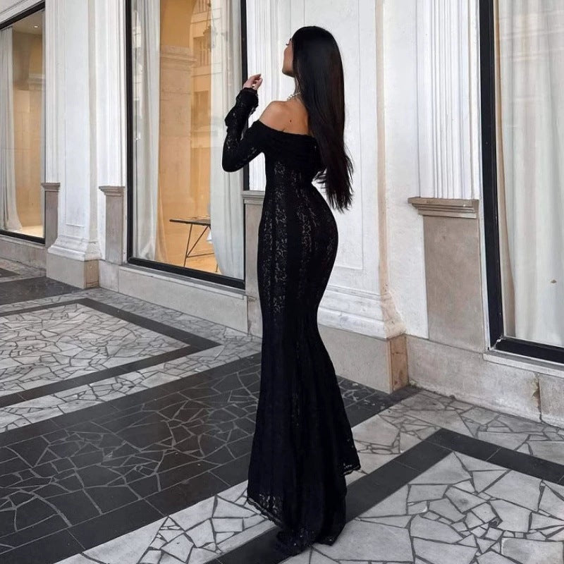 Damen Elegantes Spitzenkleid im figurbetonten Schnitt mit Off-Shoulder Design Echo Archiv