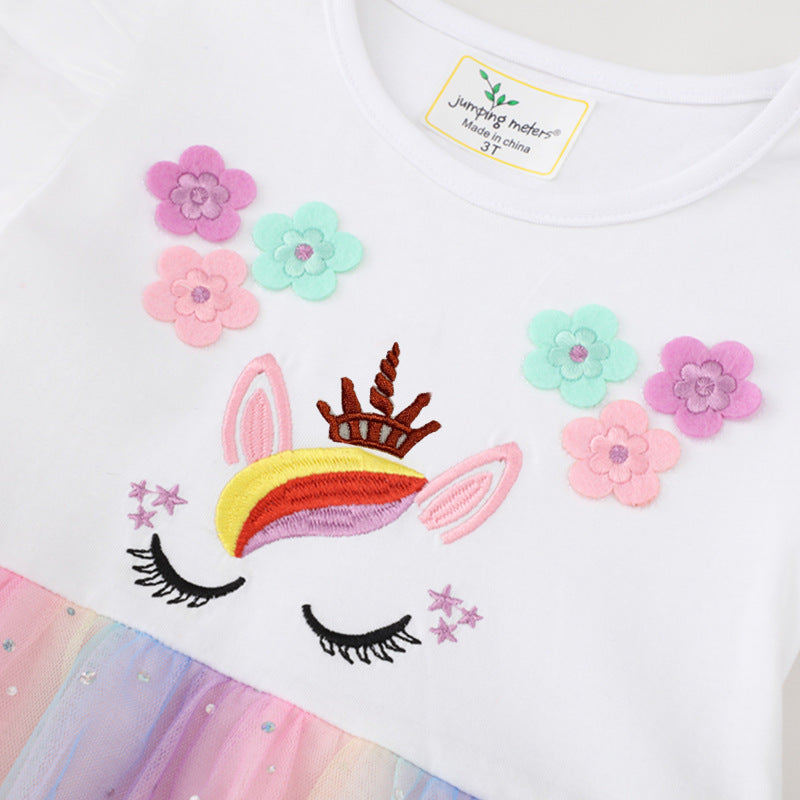 Mädchen Hochwertiges Tüllkleid mit Einhorn-Applikation Echo Archiv