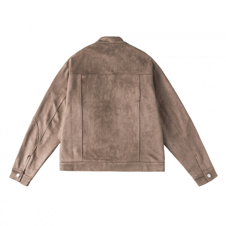 Unisex Kurzgeschnittene kastige Velours-Blousonjacke mit Stehkragen und Brustreißverschlüssen Echo Archiv