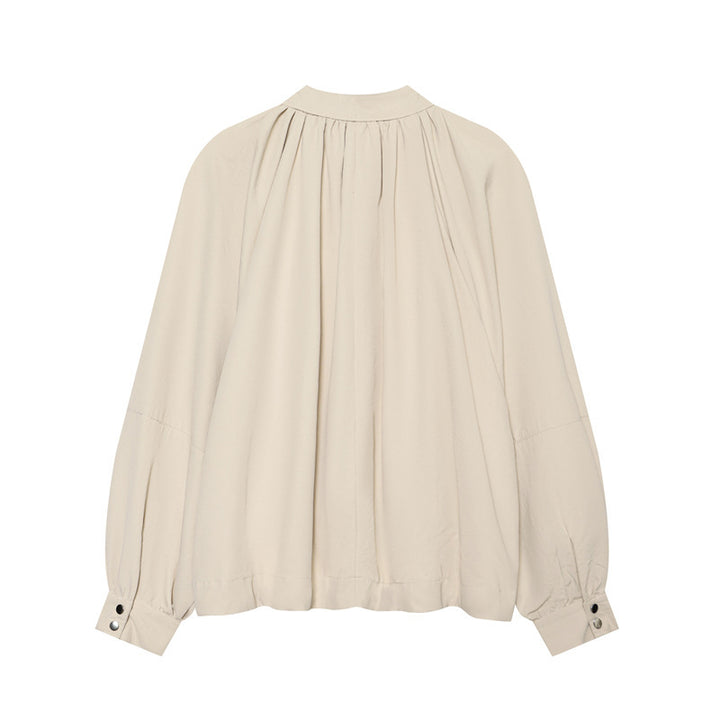 Damen Leichte Blouson-Jacke mit gerafftem Stehkragen, Ballonärmeln und Tunnelzug Echo Archiv