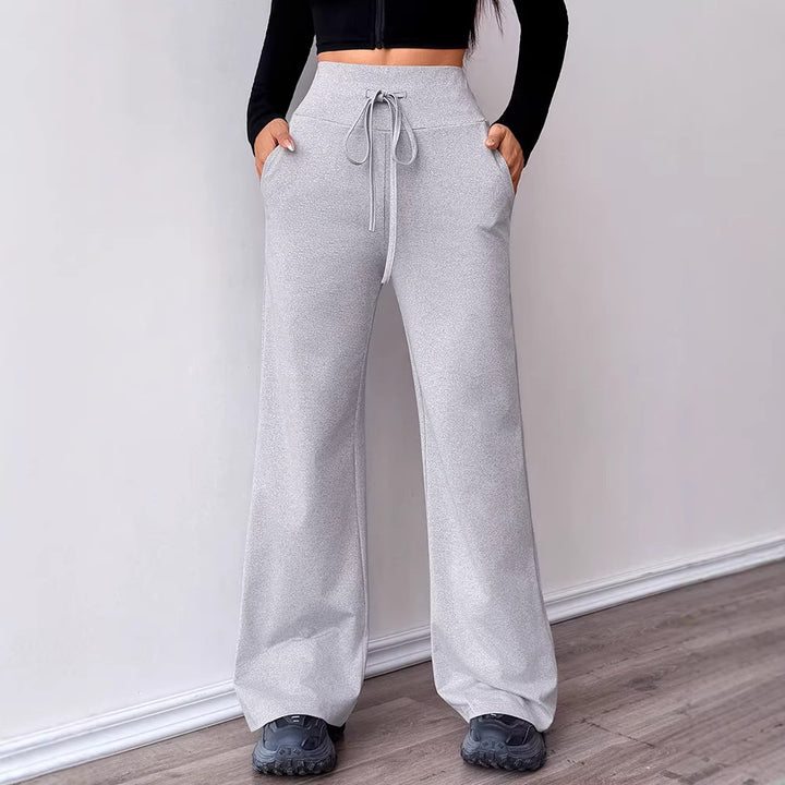 Damen Bequeme Sporthose mit hoher Taille und Kordelzug Echo Archiv