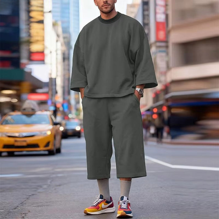 Damen Weiches Oversize-Lounge-Set mit weiten Fledermausärmeln und elastischer Bundhose Echoarchiv