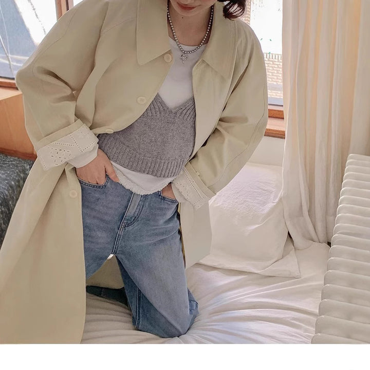 Damen Lässiger Oversized-Trenchcoat Echoarchiv