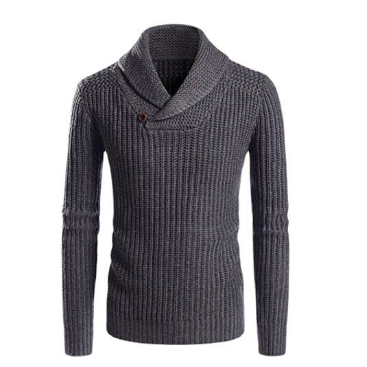 Herren Strickpullover mit Schalkragen und strukturierter Oberfläche Echoarchiv