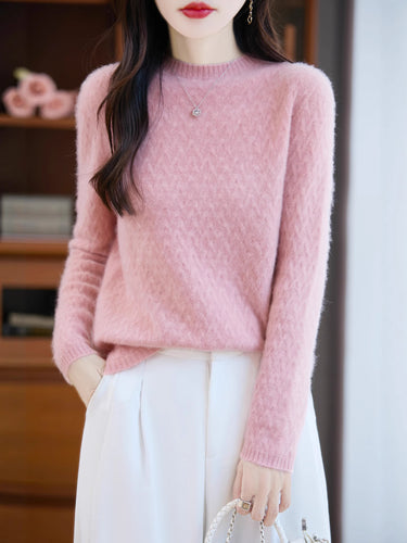 Damen Weicher Feinstrick‑Pullover mit kurzem Mockneck, leichter Mohair‑Optik und entspannter Silhouette Echoarchiv