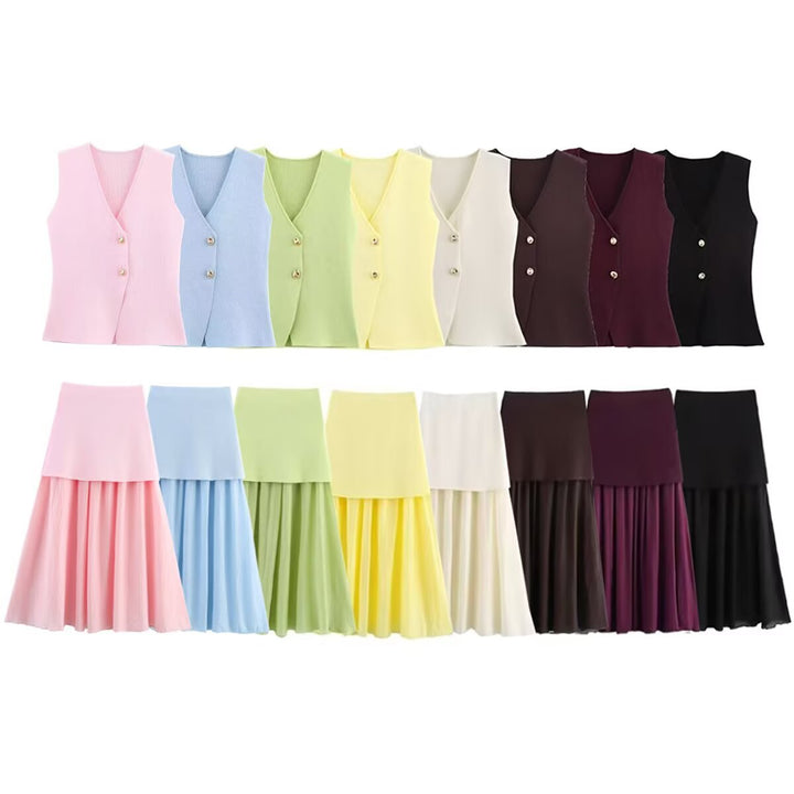 Damen Zweilagiger Chiffon-Maxirock mit glattem Hüftbesatz und A‑Linien‑Fall Echo Archiv