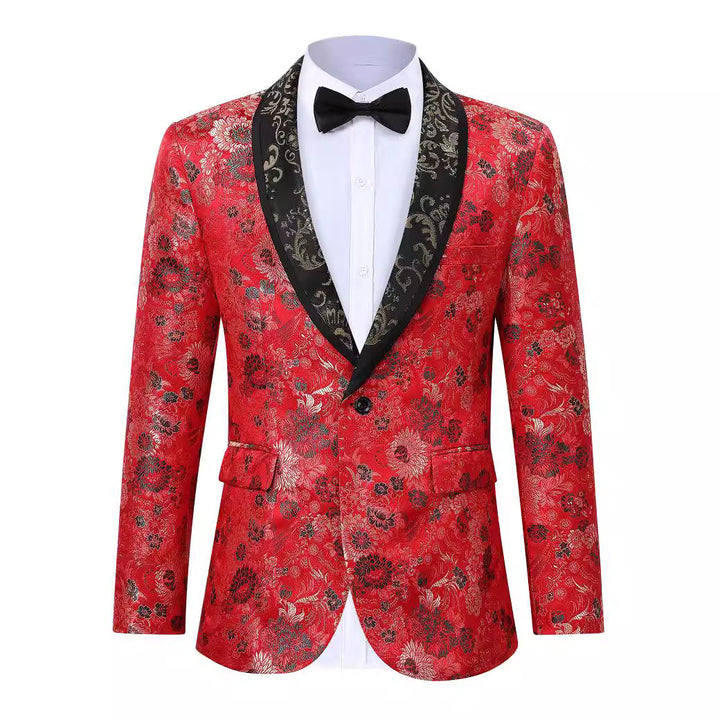 Herren eleganter Samtblazer mit floralem Muster Echoarchiv