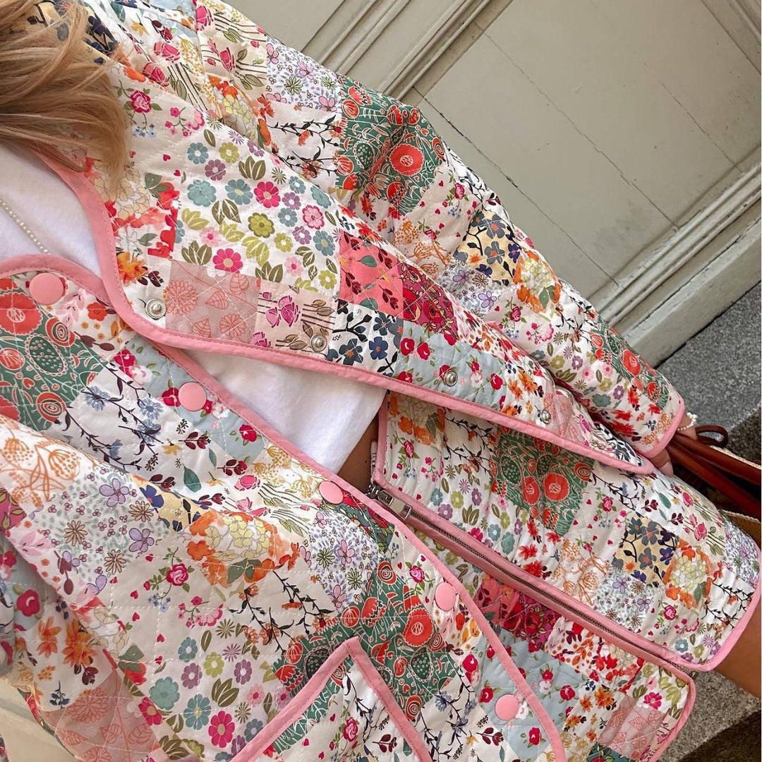 Damen Patchwork Rock mit Reißverschluss und seitlichen Taschen Echo Archiv
