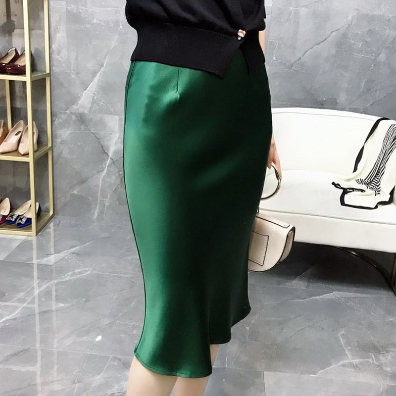 Damen Eleganter Satin Midirock Echoarchiv