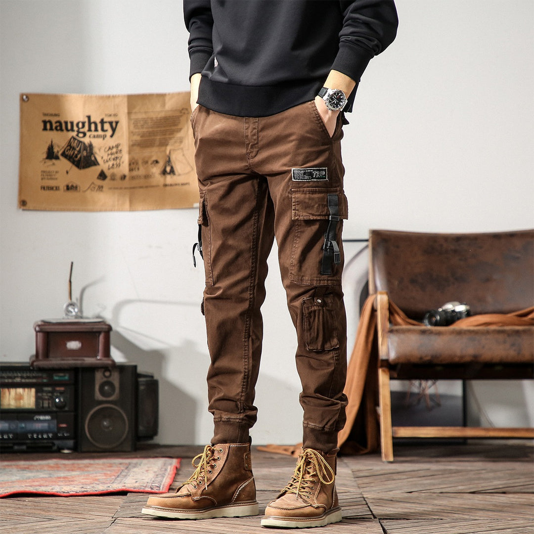 Herren Cargo-Jogginghose mit Multifunktions‑Taschen, verstellbaren Riemen & gerippten Bündchen Echoarchiv