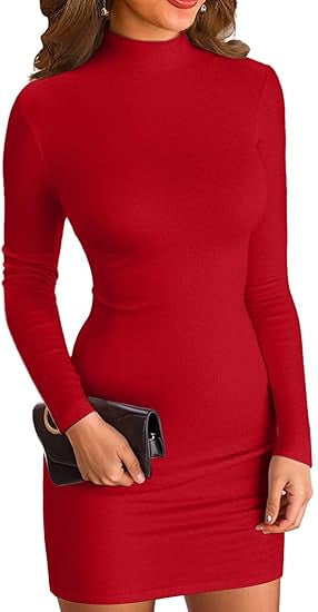 Damen Figurbetontes Rollkragen‑Minikleid aus Stretch‑Jersey mit Langarm – Élara