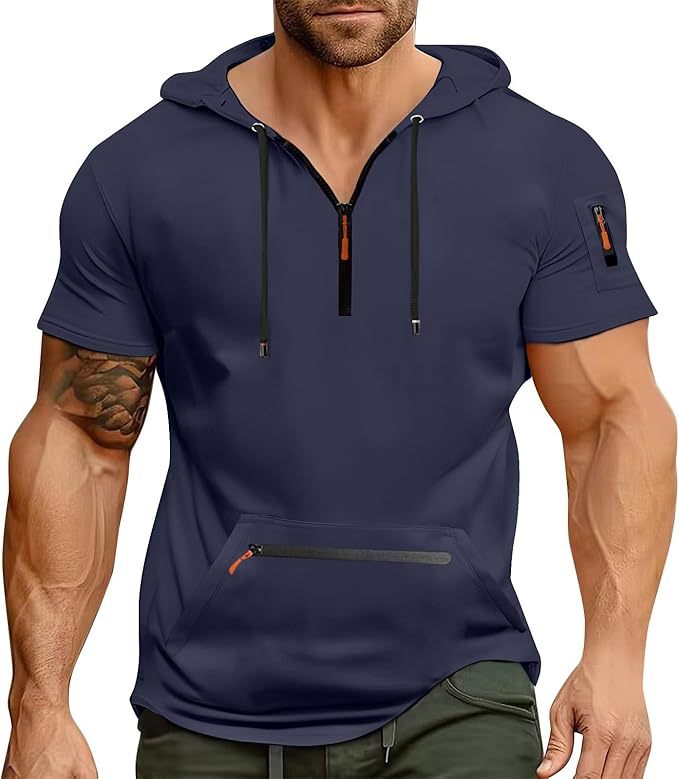 Herren Kurzarm Hoodie mit Reißverschluss Echoarchiv