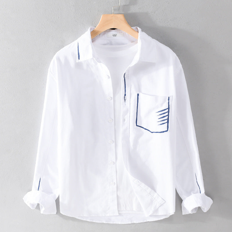 Herren Leichtes Baumwoll-Overshirt mit Kontrastnaht und aufgesetzter Brusttasche Echoarchiv