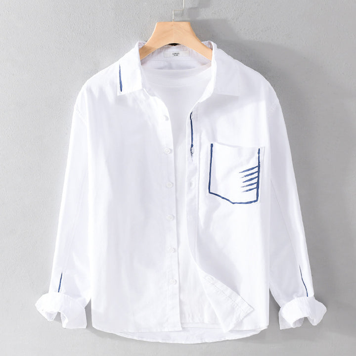 Herren Leichtes Baumwoll-Overshirt mit Kontrastnaht und aufgesetzter Brusttasche Echoarchiv
