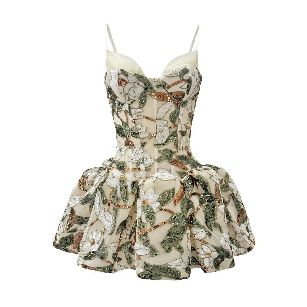 Damen Minikleid mit floralem Muster und voluminösem Rock Echo Archiv