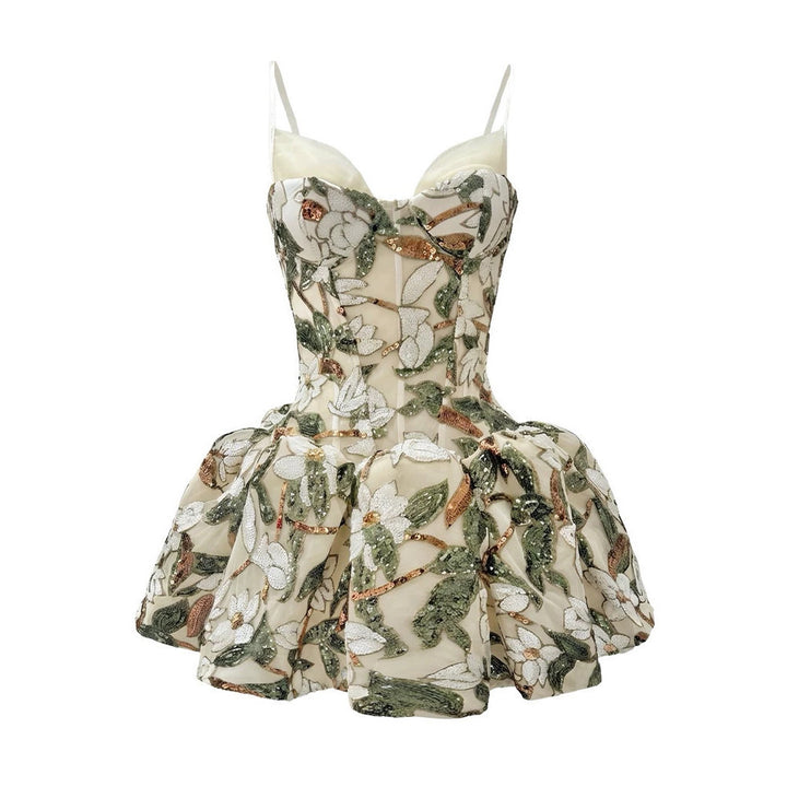 Damen Minikleid mit floralem Muster und voluminösem Rock Echo Archiv