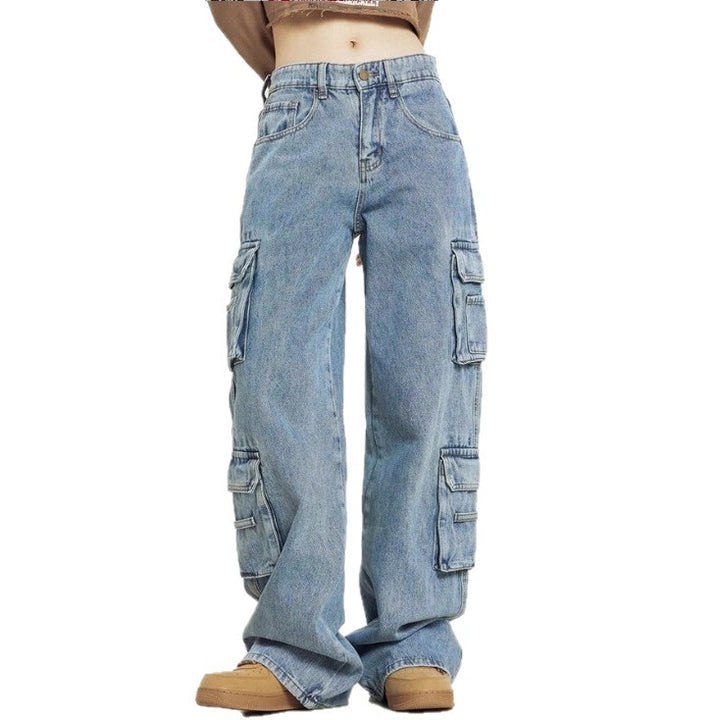 Damen Hochgeschnittene Baggy-Cargo-Jeans mit Mehrfach‑Utility‑Taschen Echo Archiv