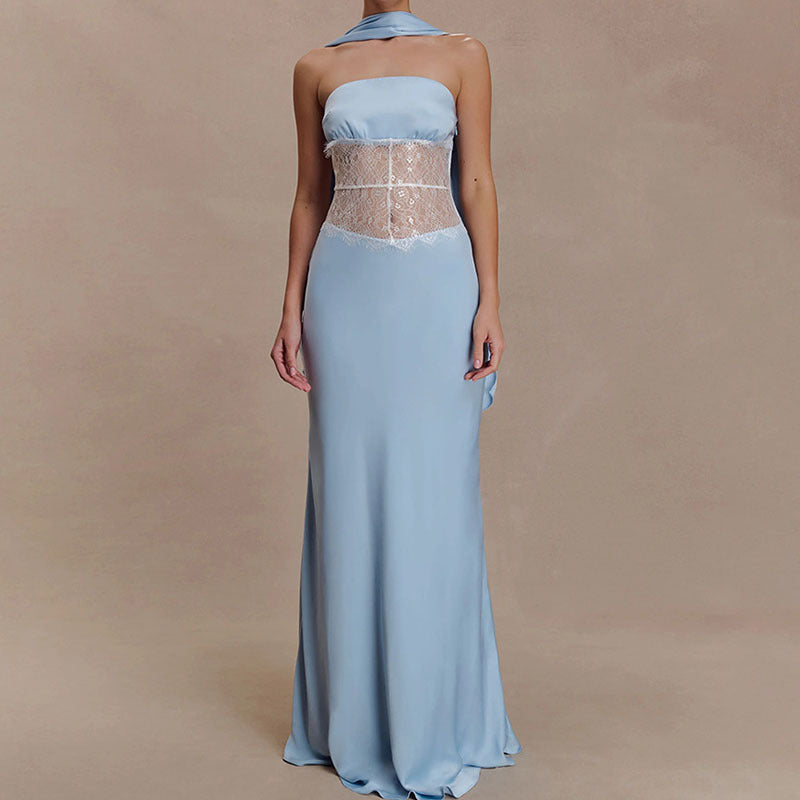 Damen Hochwertiges Abendkleid mit floralem Spitzenoberteil Echo Archiv
