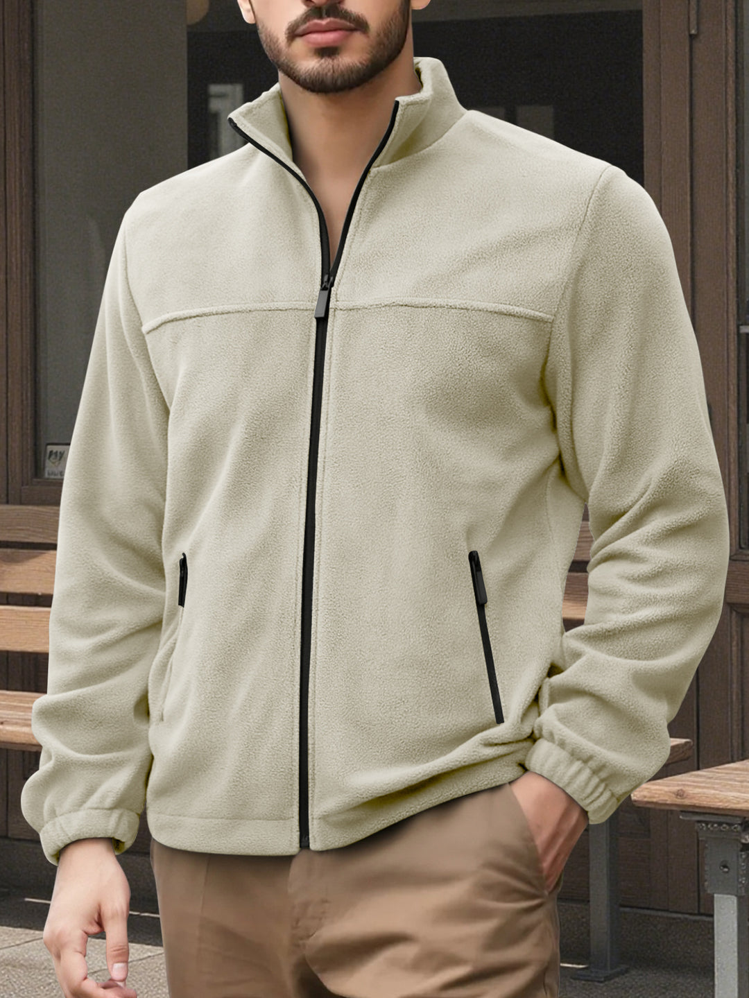 Herren Fleecejacke mit hohem Kragen Echoarchiv