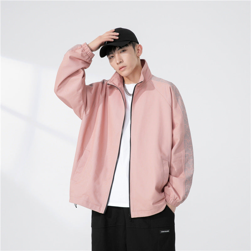 Herren Oversize Übergangsjacke mit Raglanärmeln, Stehkragen und elastischen Bündchen Echoarchiv