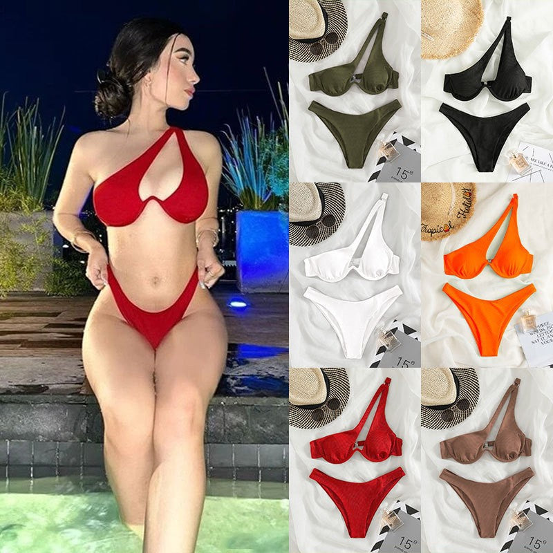 Damen Triangel-Bikini mit asymmetrischem Schnitt und strukturiertem Design Echo Archiv