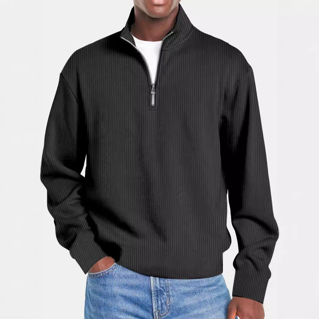 Herren nan gerippter Troyer-Pullover mit Halbzip und Stehkragen Echo Archiv