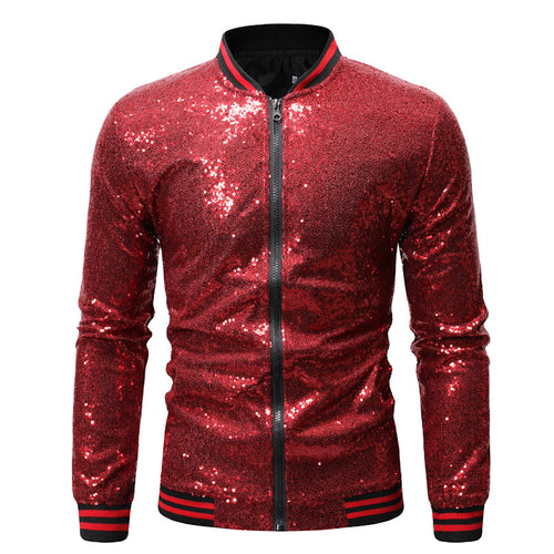Herren Glitzernde Sportjacke mit Reißverschluss und elastischen Bündchen Echoarchiv