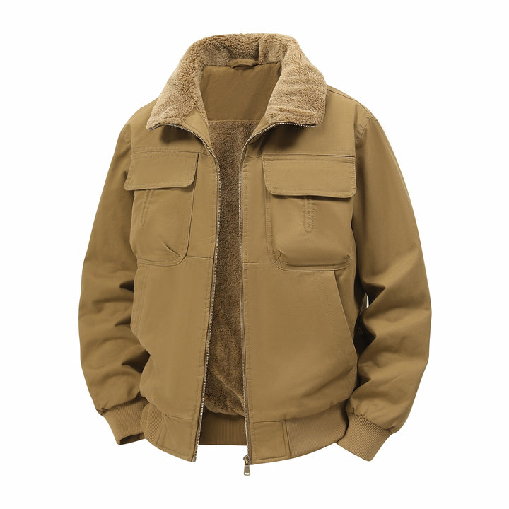 Herren Thermo-Bomberjacke im Fieldstil mit Teddykragen, aufgesetzten Brusttaschen & Reißverschluss Echoarchiv
