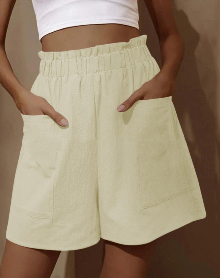 Damen lässige Leinen-Shorts mit elastischem Taillenzug und praktischen Seitentaschen Echoarchiv