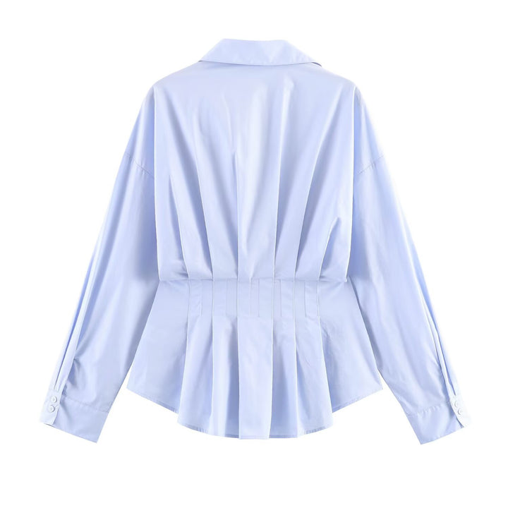 Damen taillierte Plissee-Hemdbluse mit Schößchen Echo Archiv