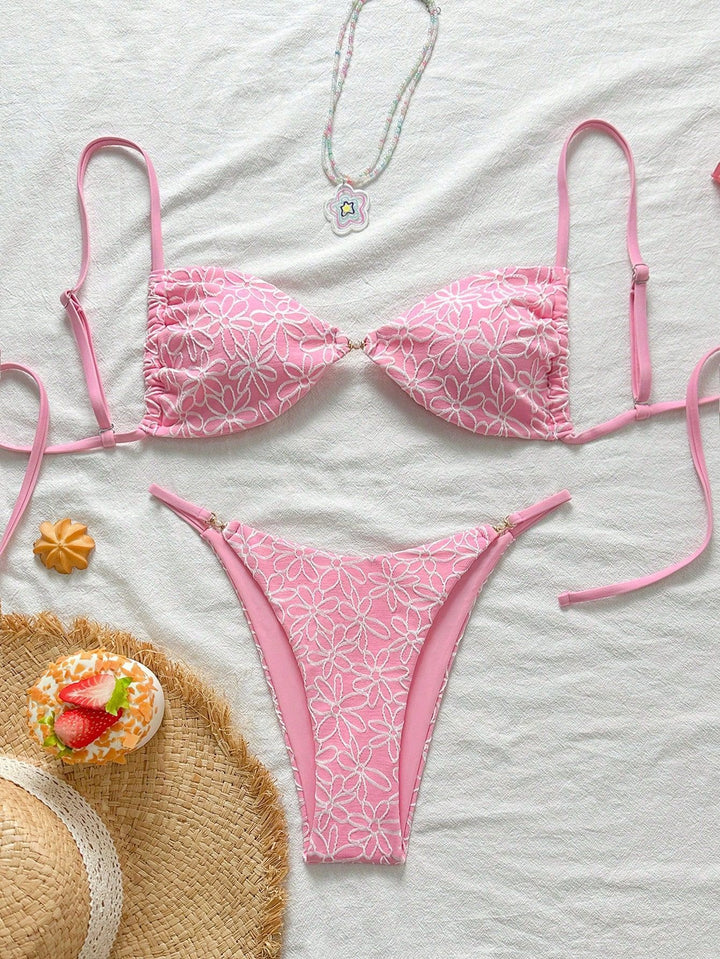 Damen attraktiver Blumenmuster-Bikini Echo Archiv
