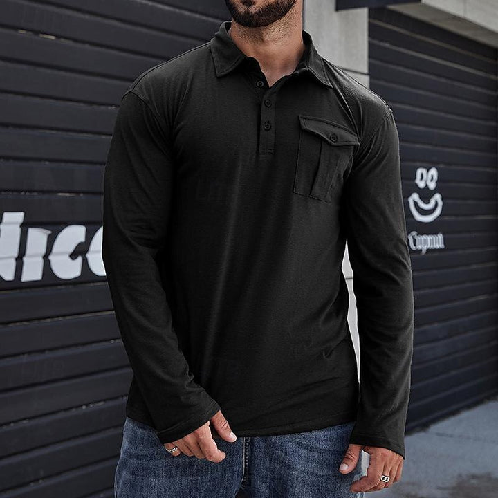 Herren Langarm Poloshirt mit praktischer Brusttasche und modernem Schnitt Echoarchiv