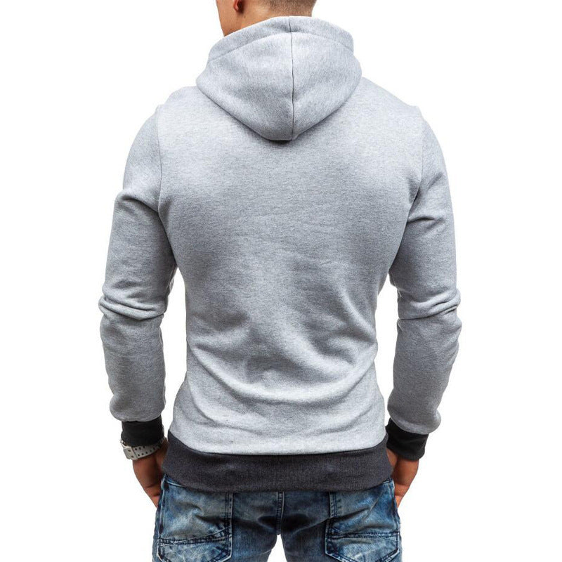 Herren stylischer Kapuzenpullover mit seitlichem Reißverschluss und kontrastierenden Ärmeln Echoarchiv