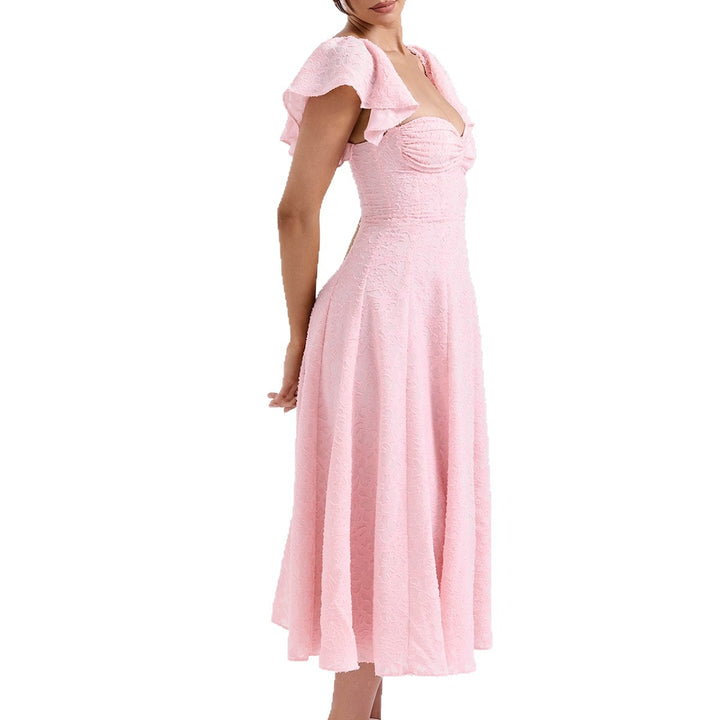 Damen Off-Shoulder Midikleid mit Rüschendetails und figurbetontem Schnitt Echo Archiv