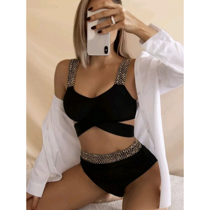 Damen Bikini-Set mit glamourösen Akzenten und hohem Bund Echo Archiv