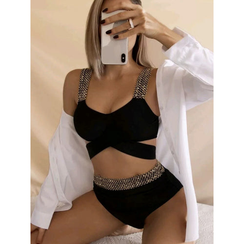 Damen Bikini-Set mit glamourösen Akzenten und hohem Bund Echo Archiv