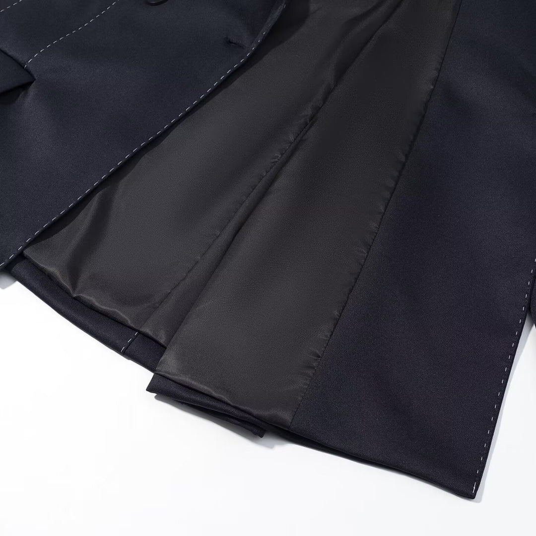 Damen Doppelreihiger Blazer mit dekorativen Ziernähten und Pattentaschen Echoarchiv