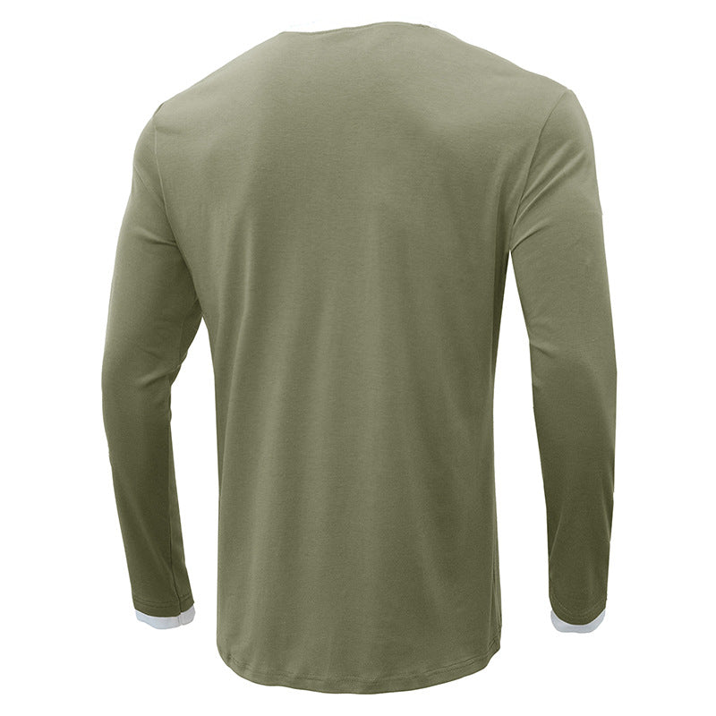 Herren Langarm-Henley-Shirt mit einzigartigem Farbdetail Echoarchiv