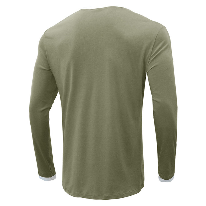 Herren Langarm-Henley-Shirt mit modernem Kragen Echoarchiv