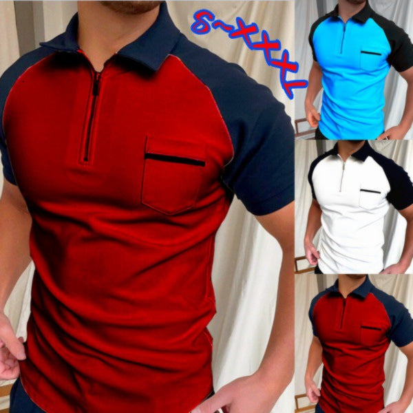 Herren Kurzarm Poloshirt mit funktionalem Reißverschluss und Brusttasche Echoarchiv