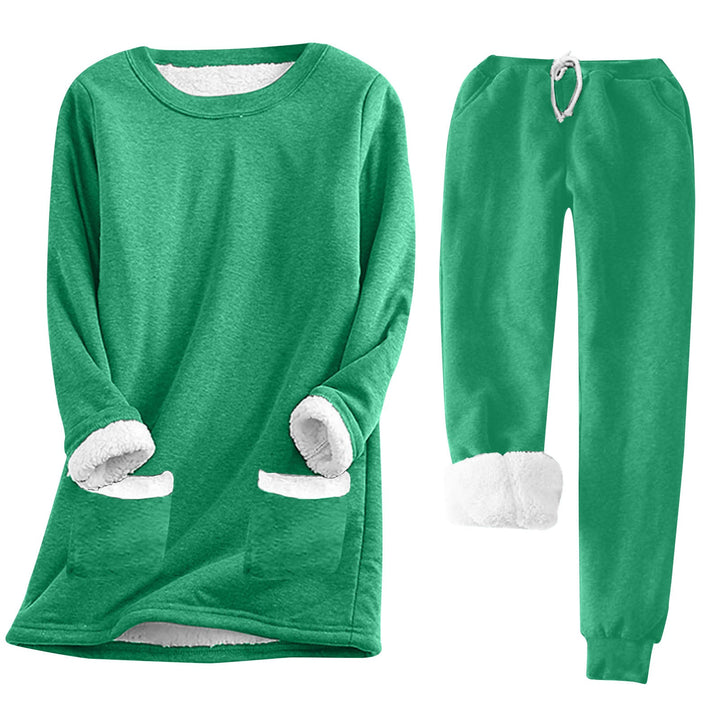 Damen Kuschelige LoungEchoarchivnzug mit Fleece-Innenfutter und praktischen Taschen Echoarchiv