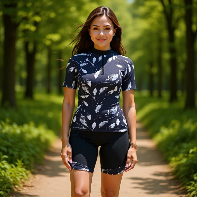 Damen Sportlicher Kurzarm Schwimmanzug mit floralem Muster Echo Archiv