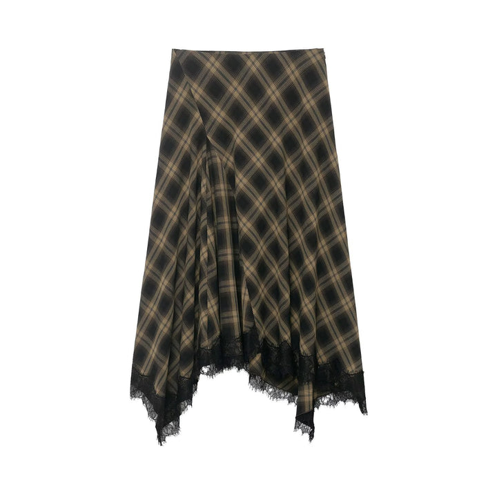Damen Wickelrock mit eleganter Spitze und modernem Karomuster Echo Archiv