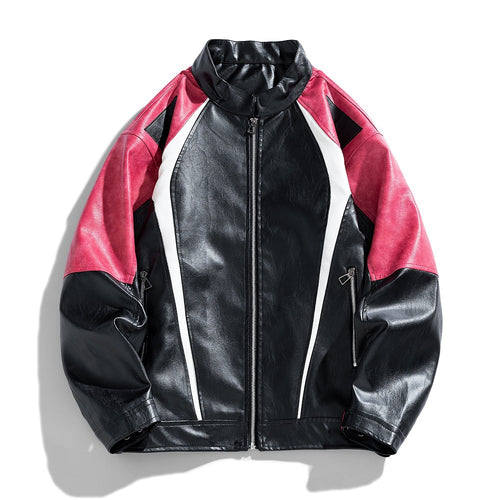 Herren Kunstlederjacke im urbanen Racing-Stil mit auffälligen Farbakzenten Echoarchiv