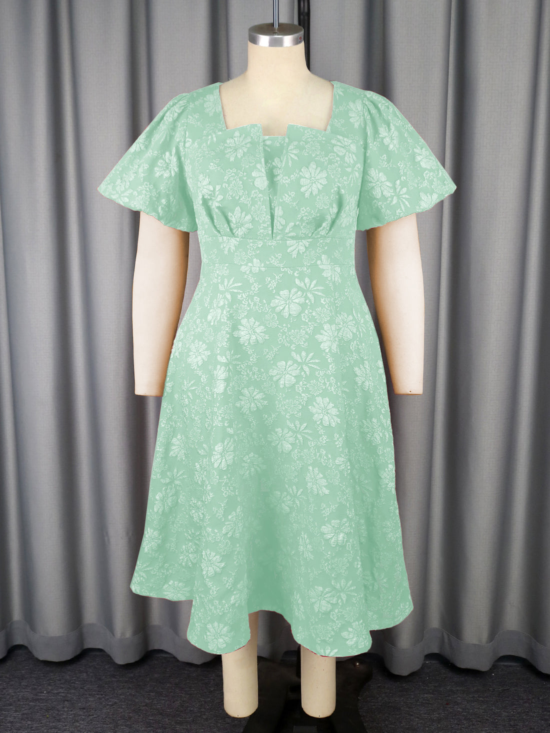 Damen Midikleid mit schwingendem Rock und floralen Mustern – Élara