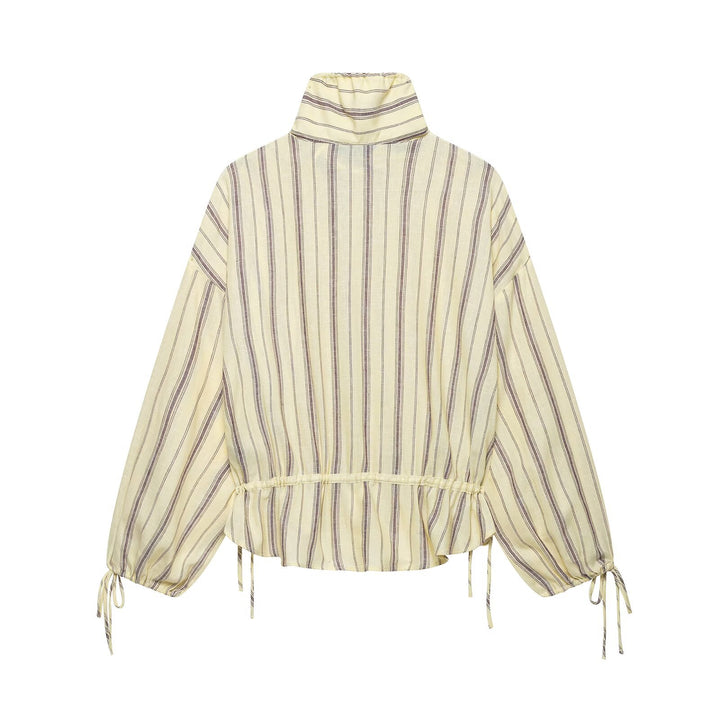 Damen Zweiteiliges gestreiftes Set aus Bluse mit Stehkragen und weiter Palazzohose Echo Archiv