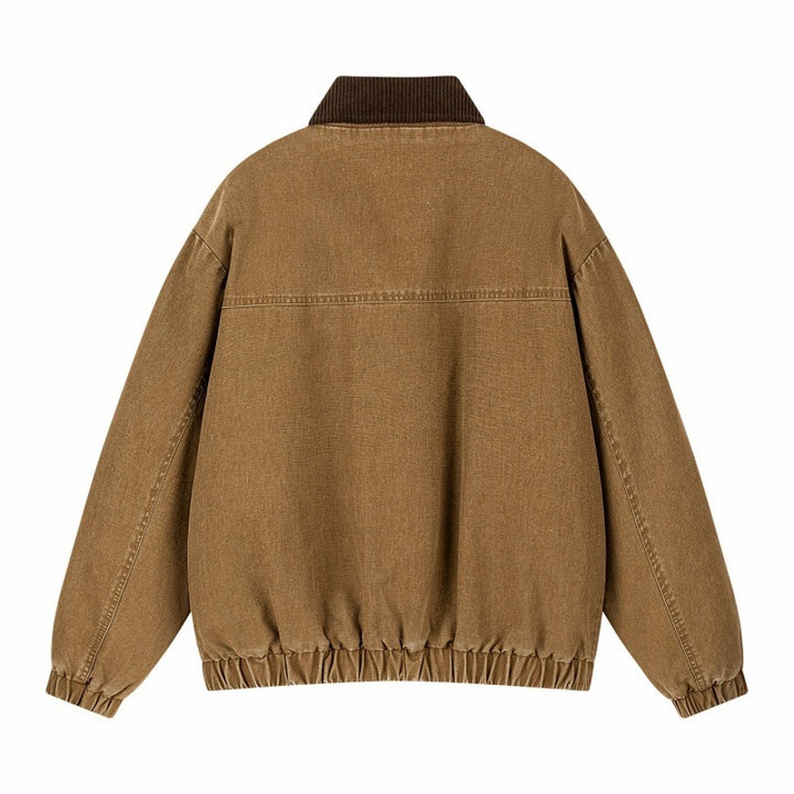 Herren Oversize Denim‑Bomberjacke mit Rippenkragen, elastischem Saum & schrägen Pattentaschen Echoarchiv