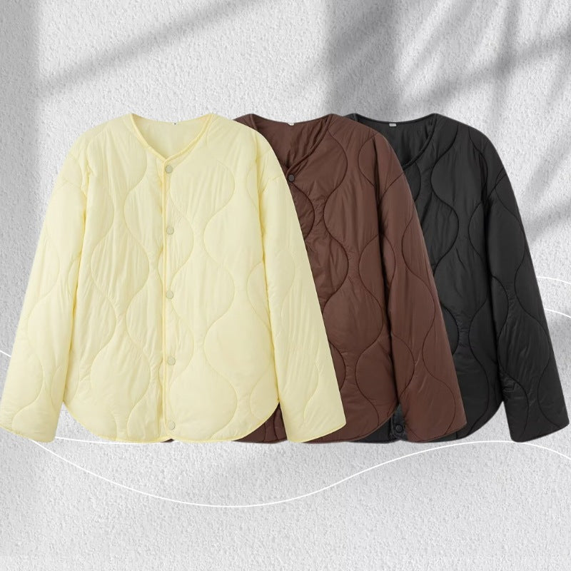 Damen Steppjacke mit Oversize‑Schnitt, Rundhals und geschwungenem Saum Echo Archiv