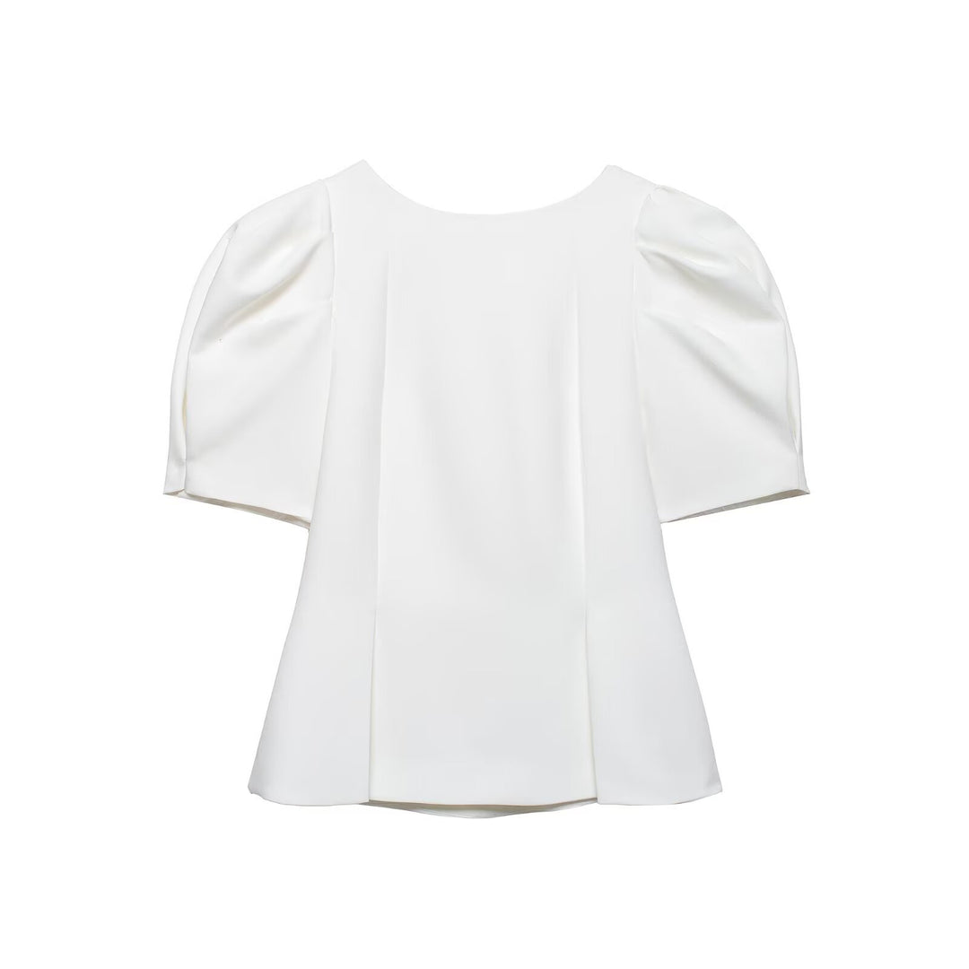 Damen Elegante A-Linien-Bluse mit formgebenden Teilungsnähten und Puffärmeln Echo Archiv