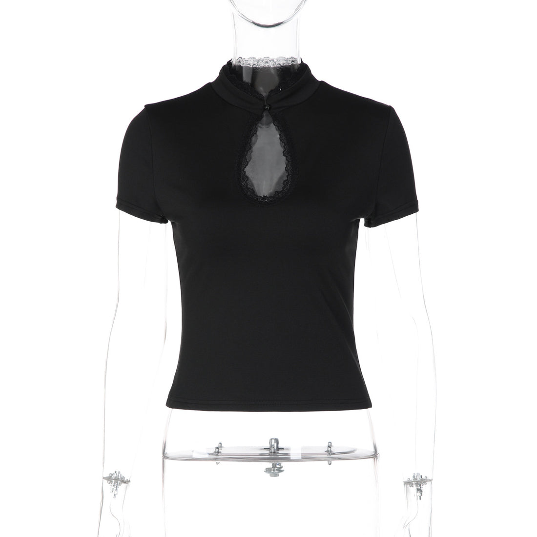Damen Elegantes Kurzarm-Top mit Spitzeneinsatz – Orélia